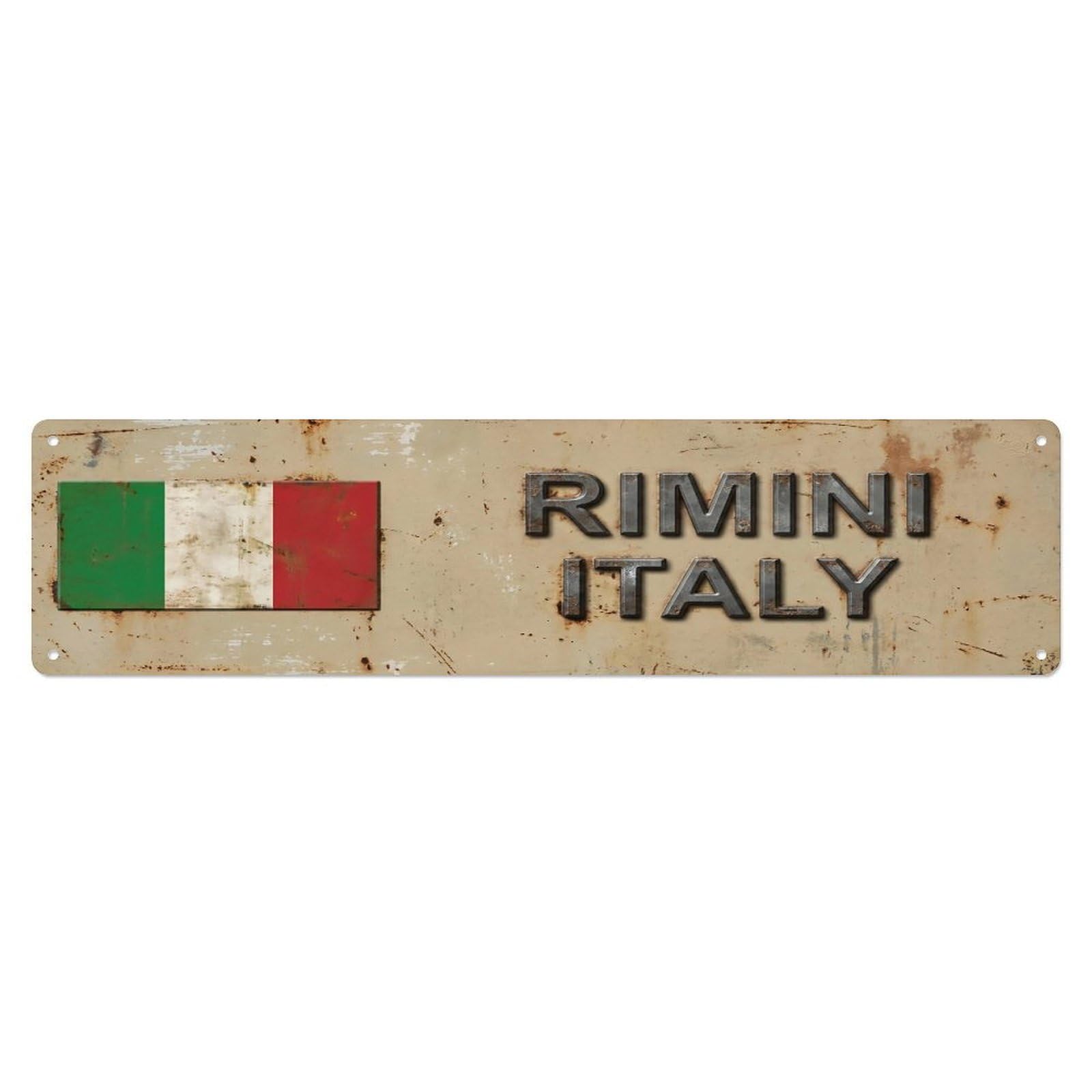 Vintage Rimini Italy Flag Decor Rustic Travel Metal Tin Sign