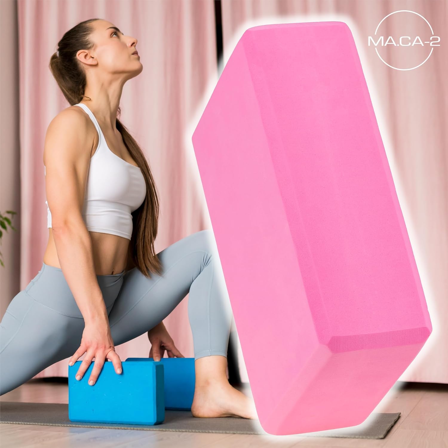 Set di mattoncini Yoga in schiuma EVA, leggeri e resistenti, antiscivolo, ideali per Pilates, stretching, meditazione e riabilitazione, Facili da pulire, adatti a principianti e avanzati BLU