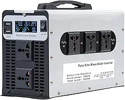 72V para 110V, inversor de energia de onda senoidal pura de 1500 watts 72V CC para 110V/220V CA, conversor de energia de pico de 3000watts com display LED e tomadas CA