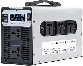 72V para 110V, inversor de energia de onda senoidal pura de 1500 watts 72V CC para 110V/220V CA, conversor de energia de pico de 3000watts com display LED e tomadas CA