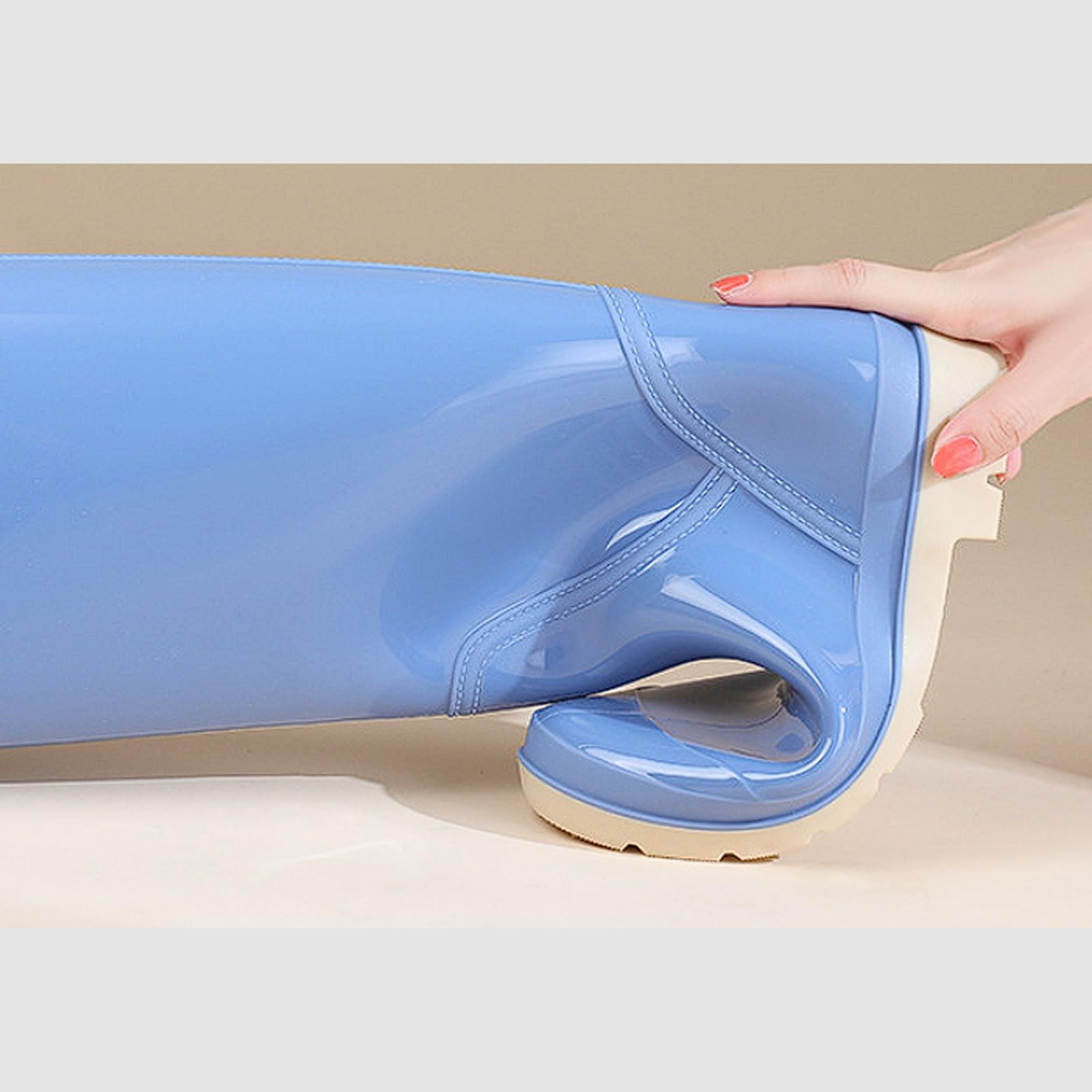 Stivali da Pioggia Alti Donna, Impermeabili, Antiscivolo, Stivali Giardino in PVC 42,5 cm con Fodera in Rete, Suola battistrada for Pneumatici
