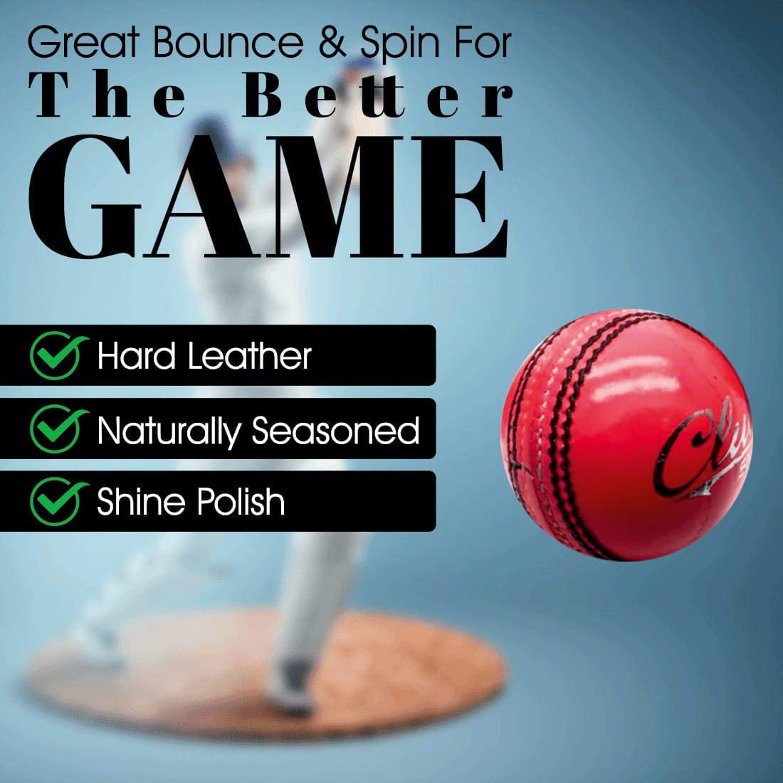 Club County Lot de 6 balles de Cricket Officielles pour Homme Cousues à la Main Grade A Poids 156 g