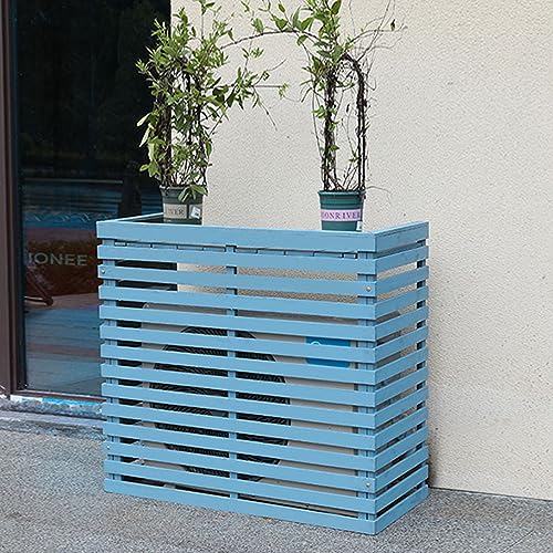 Cache-climatiseur extérieur en Bois, Grille et Support de climatisation en Bois Massif, Protection élégante pour climatiseur, Support à Fleurs Polyvalent, Conception dura