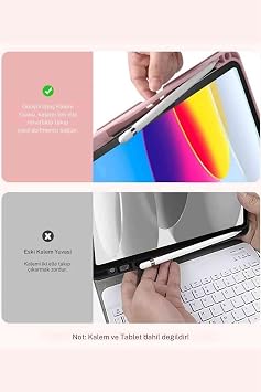 Galaxy Tab S9 Plus / S9 FE Plus Uyumlu 12.4 Klavyeli Tablet Kılıfı Siyah