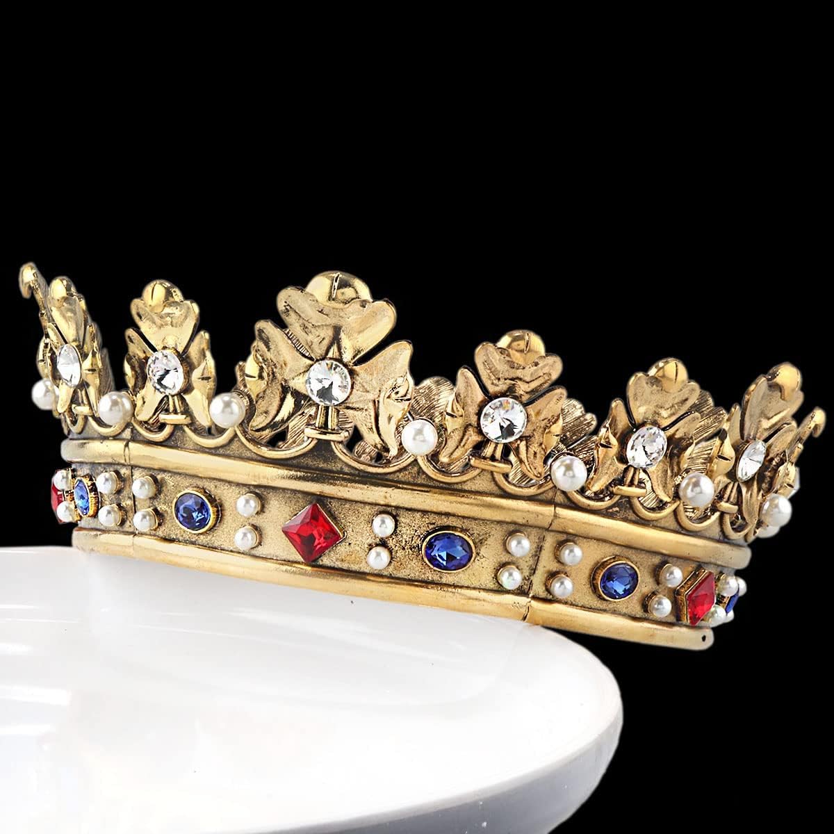 Couronne royale baroque en métal pour homme - Couronne de cheveux - Cercle complet - Accessoires pour cheveux pour fête d'anniversaire - Pour cosplay, bal de fin d'année, Quinceanera