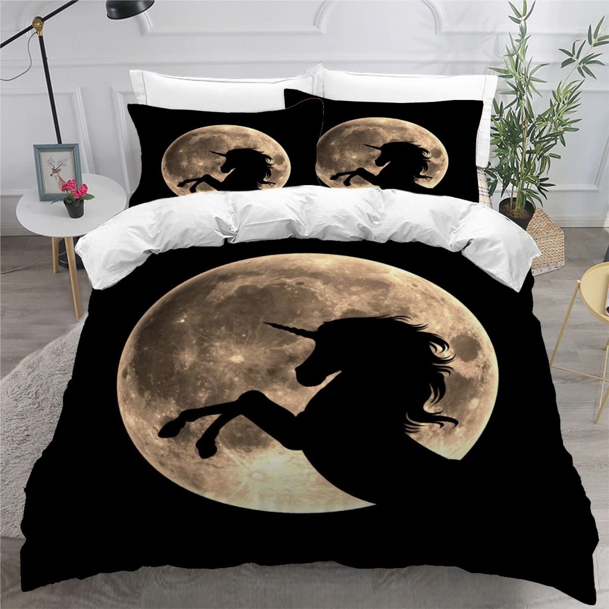 Housse de couette licorne 140x200 cm avec 2 taies, le cadeau parfait pour une chambre d'enfant