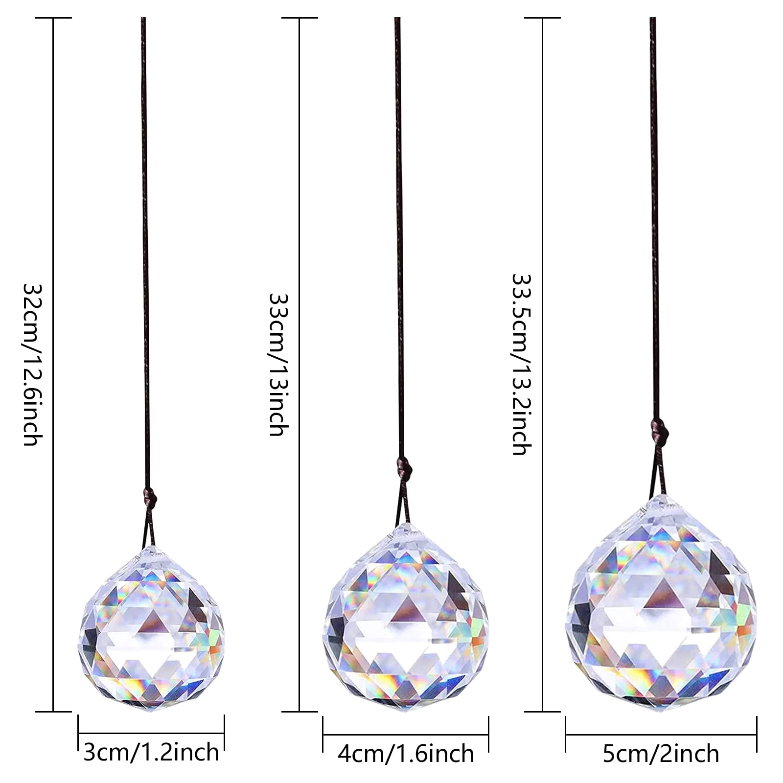 3 Prisma de Cristal de Cristal Colgante de Bola de Cristal, Arco Iris de Cristal, decoración Colgante de Cristal, Cristales para Colgar candelabros de Cristal como decoración