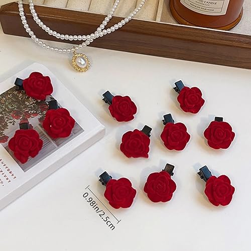 Miniatura 2 de 30 pinzas para el cabello con diseño de rosas rojas, accesorios brillantes, broche vintage para novia, estilo romance, francés, niñas, boda, día de