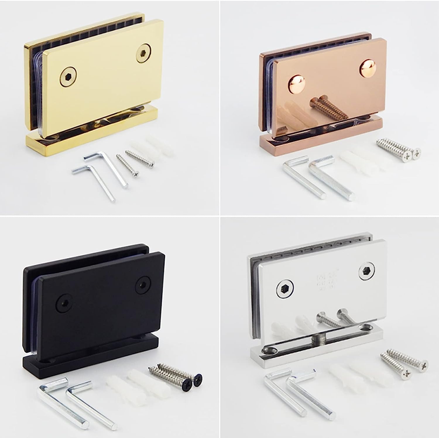 BobYk Bisagras de puerta, bisagra de puerta de vidrio, abrazadera de baño de acero inoxidable 304, bisagra de montaje en pared de 5 mm de grosor, bisagra de eje giratorio, bisagras para baños puerta