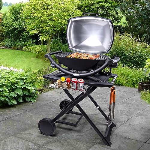 Portable Cart for Weber Q1200, Q1000, Q2200, Q2000, Q2400, Folding Cart for Outdoor BBQ，Portable Stand for Weber Q Series Gas Grills and Ninja Woodfire OG700 Series by Broil-X - Image 7
