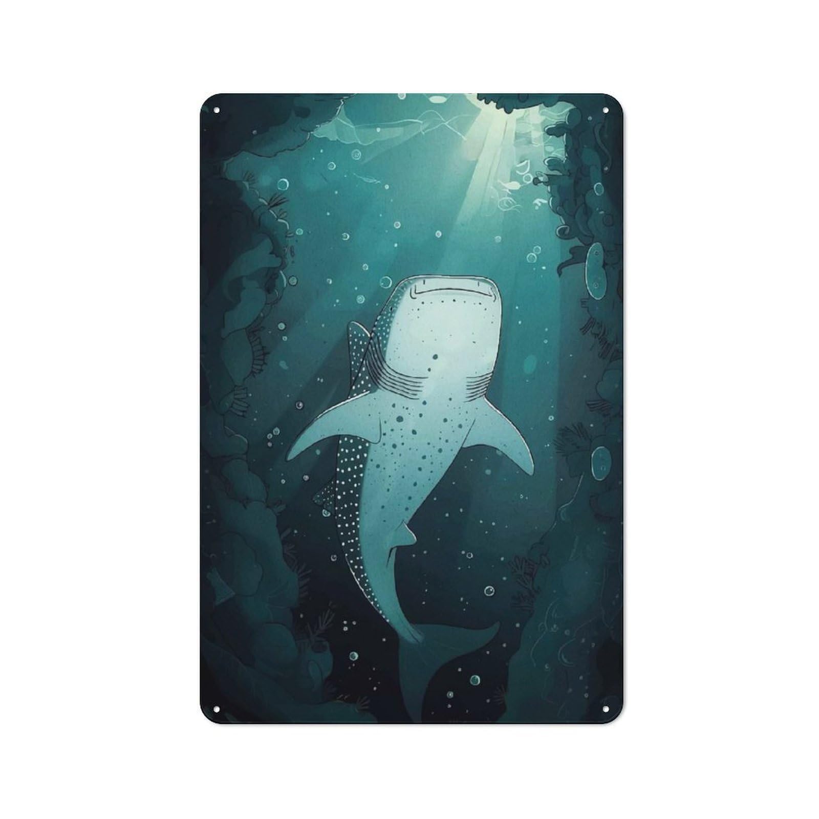 Junmoney Whale Shark Underwater 30X20cm Retro Tin Sign With For Dining Room Or Kitchen, For Metal Sign Collectors, For Garage And Workshop Walls