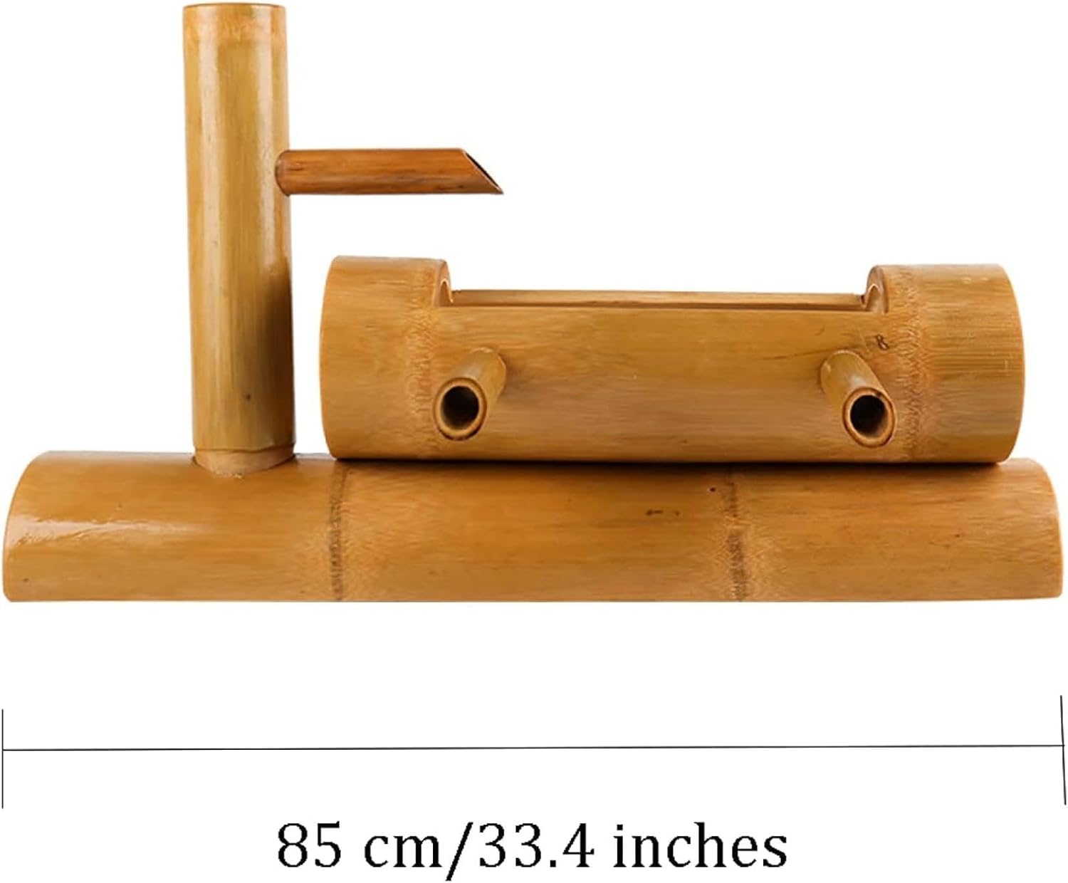 Handmade Bamboo Fountain, Zen Water Feature with Drinking Spout, Outdoor Garden Water Sprinkler, Feng Shui Ornament with Pump, for Bird Bath, Patio, Balcony, Lawn, Pond, 33.5in