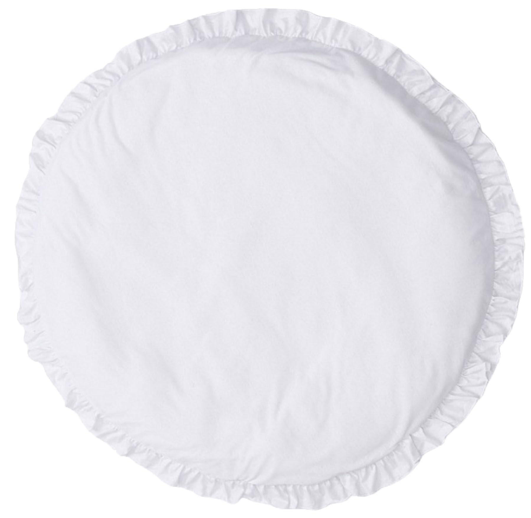 Apioiqa Soft Cotton Baby Mat White Baby Round Play Rug for Floor Washbale Crawling Mat Ruffled Tummy Time Mat Nursery Rug for Kids Children Toddlers White