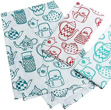 Candy Cottons Kitchen Dish Towels, 100% Cotton Extra Large Tea Towels, Pot Printed, Pack of 3 Kitchen Towels of Size 18 X 28 Inches, for Everyday Kitchen Cooking