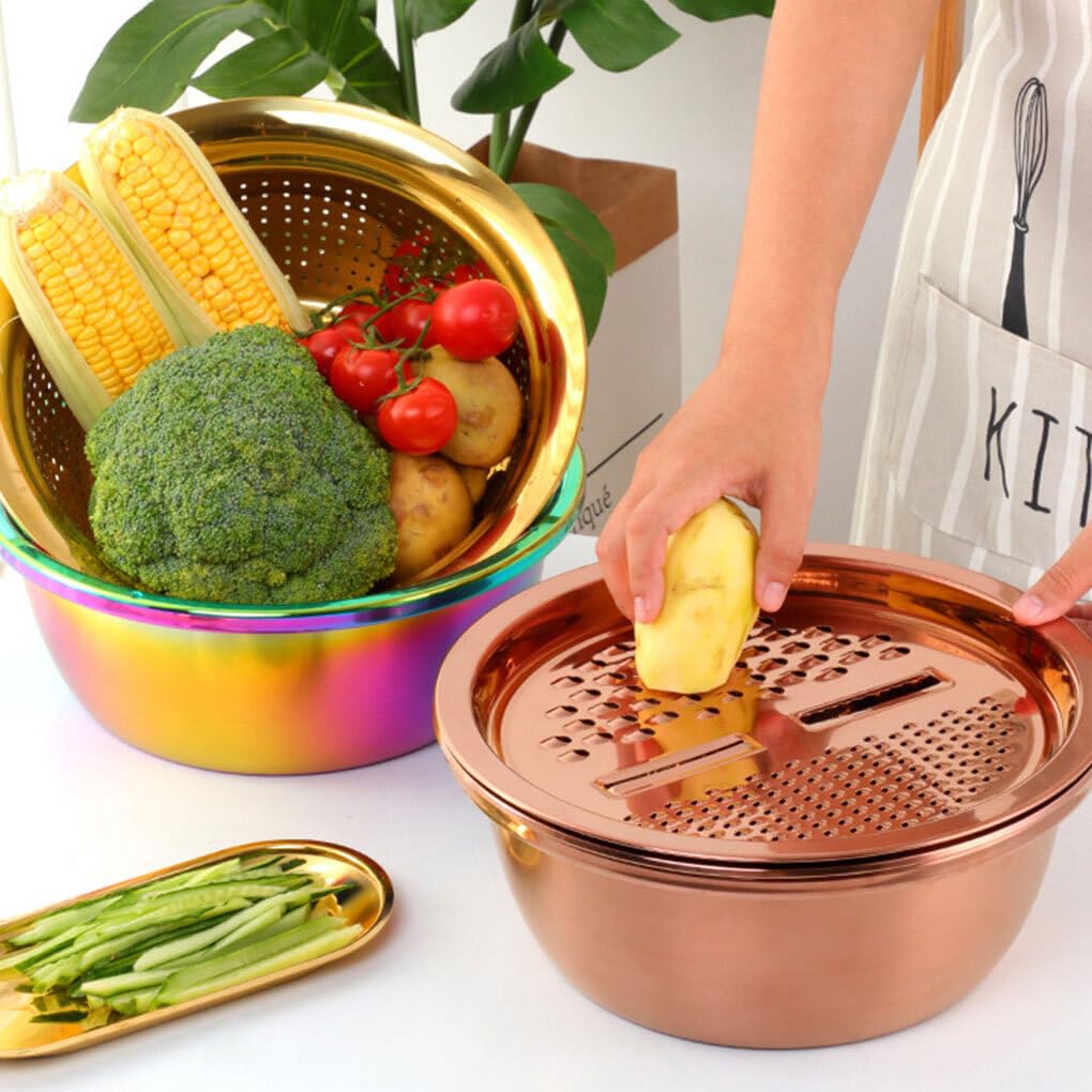 Colino con Ciotola Ampia Applicazione per Vari scopi in Cucina Acciaio Inossidabile Resistente e alla Moda Facile da Usare, Fantasia Rossa