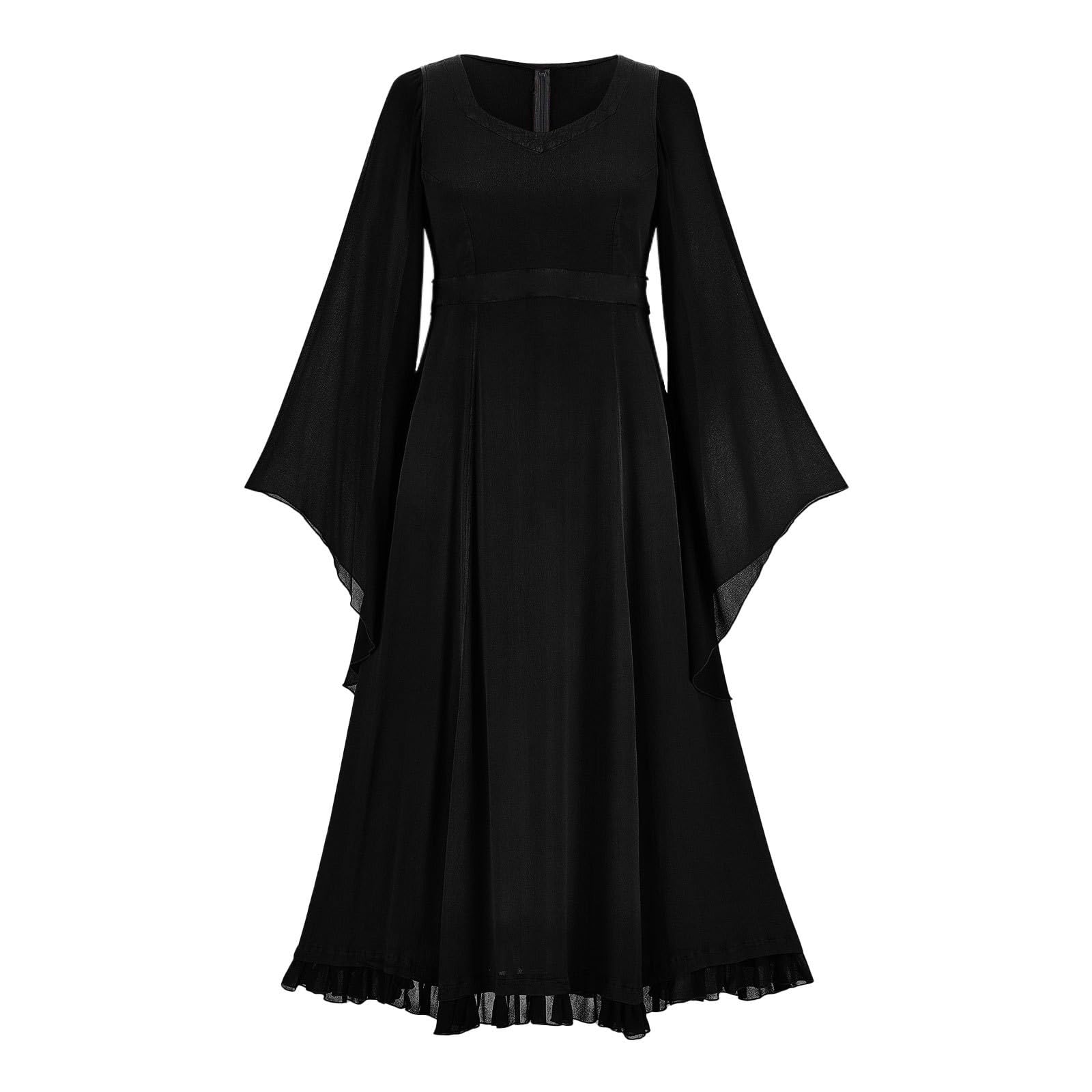 Robe longue gothique trapèze masquant les formes style punk uni noir XL - 3