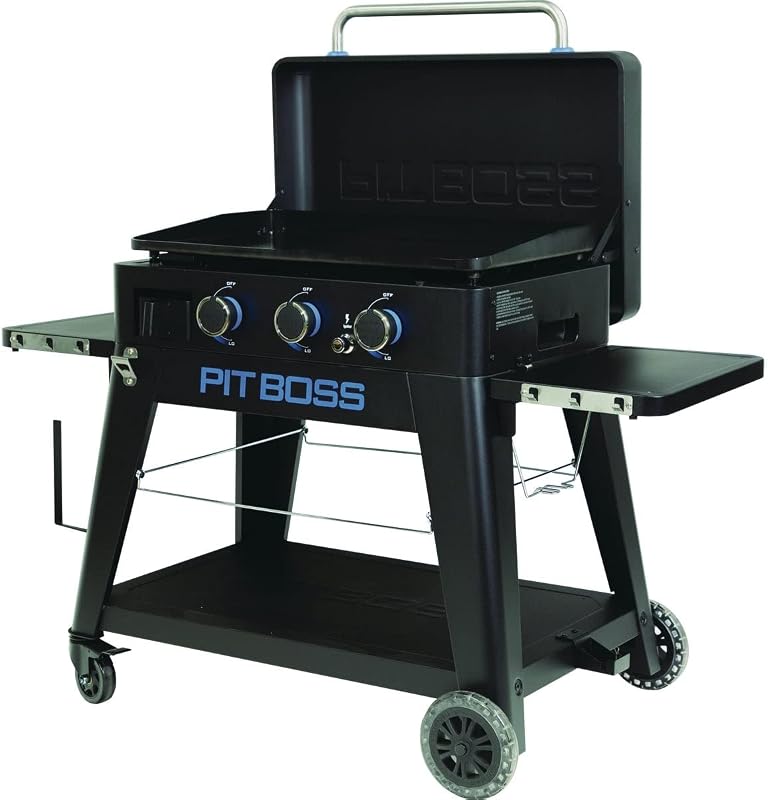 3-Burner Propane Gas Non-Stick Ceramic Coated Rust-Resistant Portable Lift-Off and Stationary Griddle Grill with Hard Cover, 536-Sq. In. (29" L x 18" W) Cooking Space, 36,000 BTU, Black