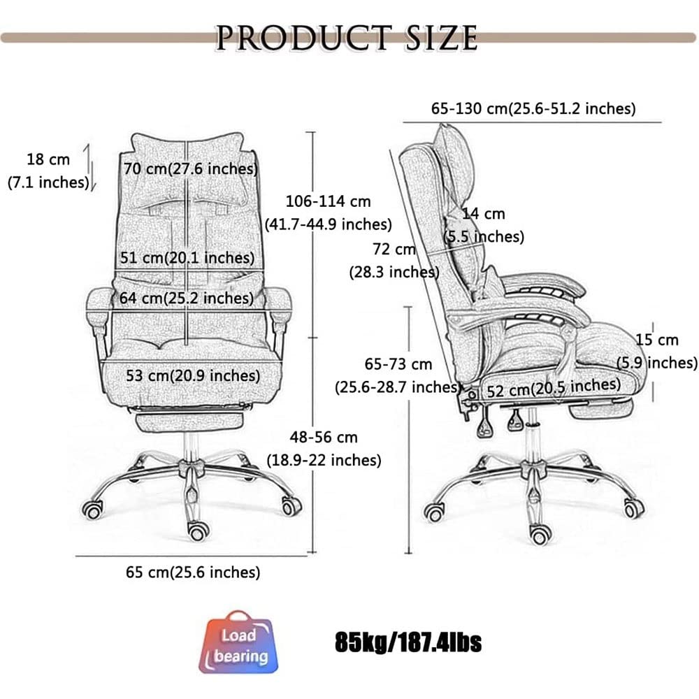 Silla de Oficina - Silla de Escritorio ejecutiva giratoria de Altura Ajustable con Mesa y Base de Metal Resistente para el hogar y el Trabajo (Talla única B)