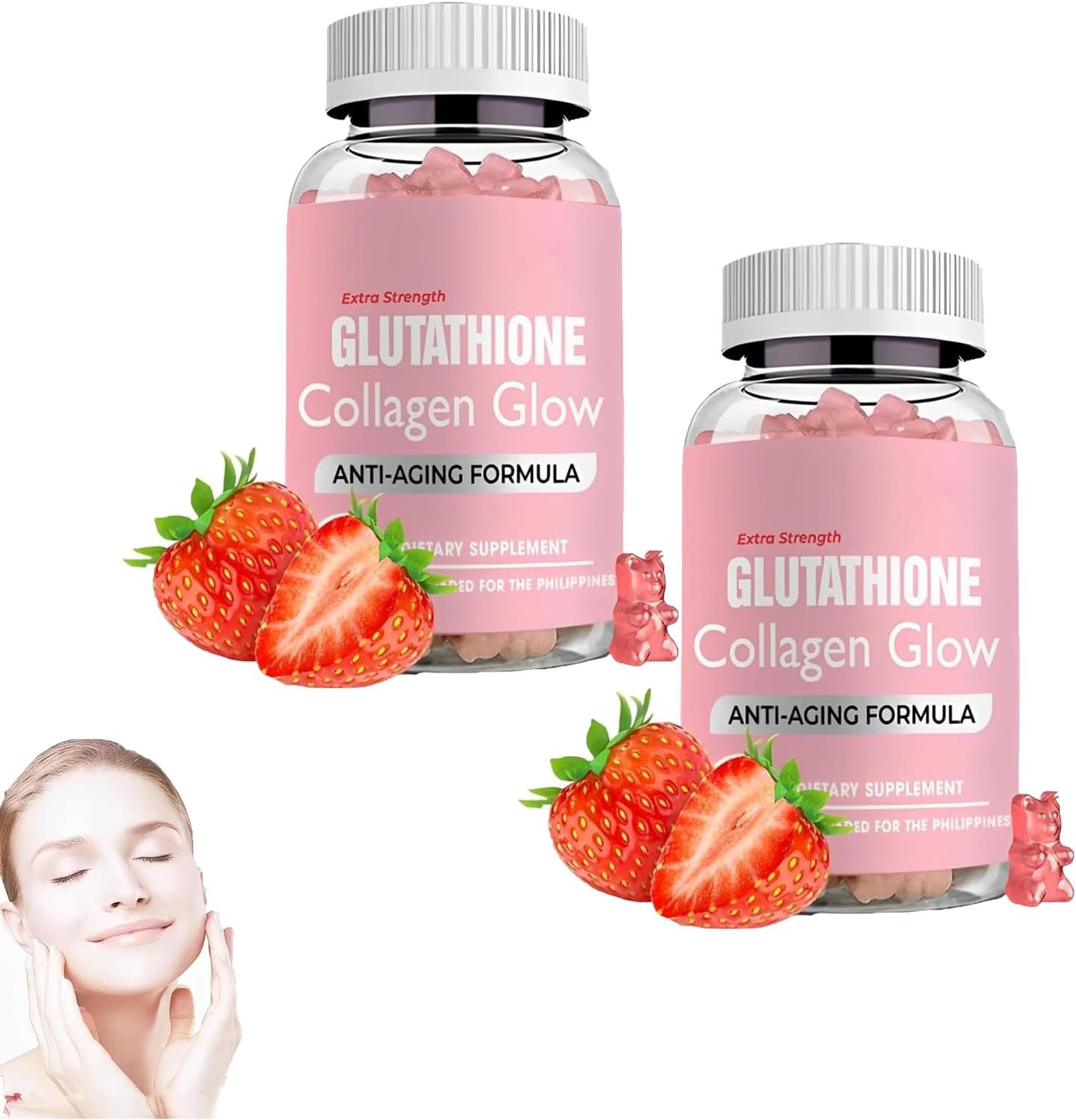 Caduola Glutathione Collagen Glow Gummies, Glutathione Collagen Glow Gummies for Dark Spot, 60 Pieces/Bottle Korea Glutathione Gummies for Women, Korean Collagen Gummies for Dark Spot (2 PCS)
