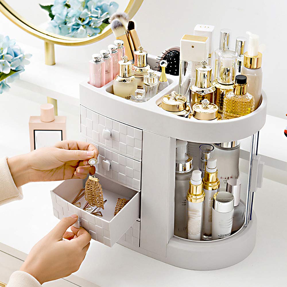 4 livelli di rotazione multifunzionale trucco organizzatore cosmetici stoccaggio scaffali strati