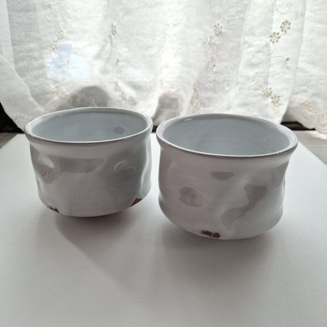 Hagi Ware White Pottery Matcha Green Tea Bowl, 2 Pieces