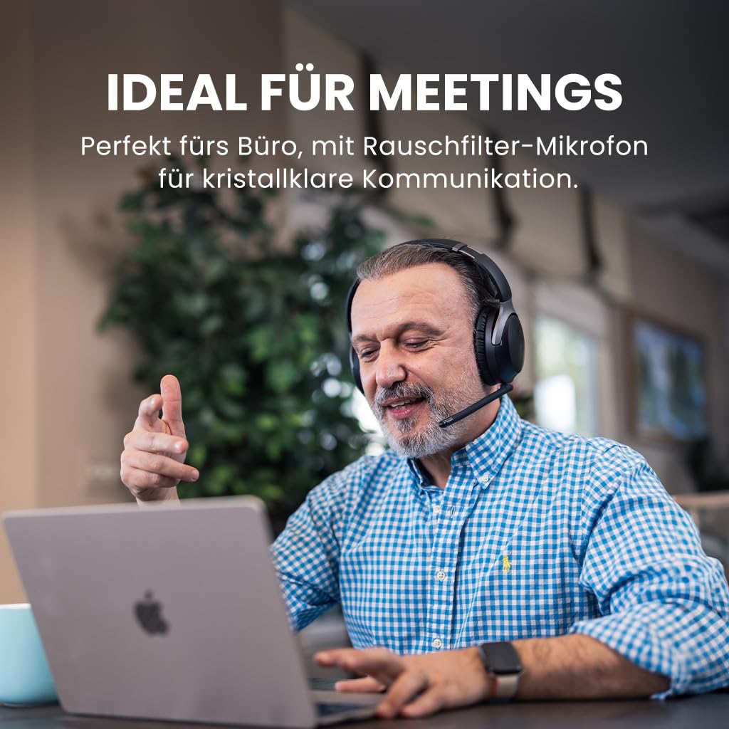 Avantalk Aria Podio 3 – Multipoint Bluetooth Kabellos Headset mit abnehmbarem Noise-Cancelling Mikrofon & Sidetone für klare Anrufe, PC & Smartphone, EQ-Sound, 55h Akku, Ladebasis, große Ohrmuscheln