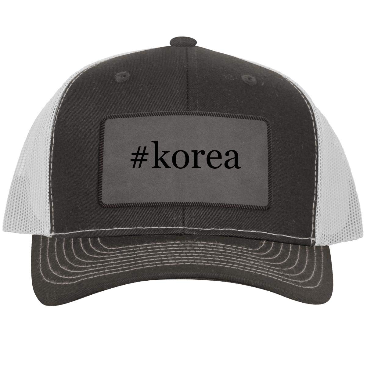 One Legging it Around #Korea - Hashtag Leather Grey Patch Engraved Trucker Hat