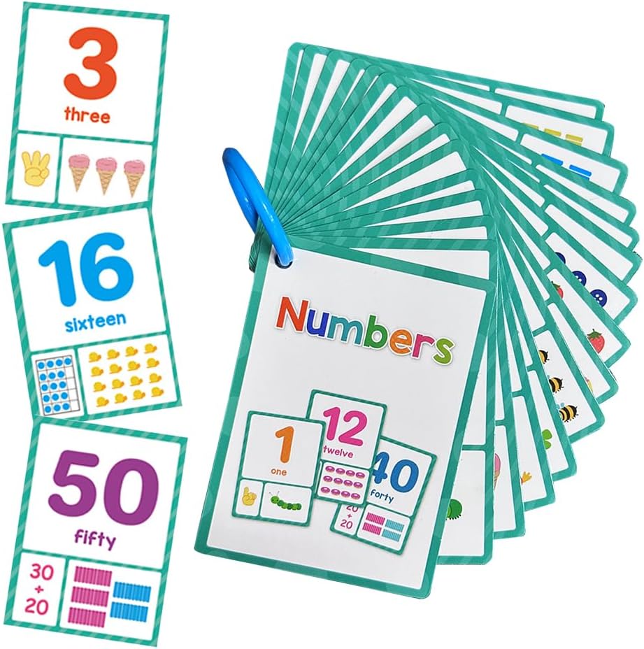 Lachilly Number 1-100 English Flashcards, High Frequency Words, Kindergarten ESL Teaching Materials, Autism Learning Materials, Vocabulary Building, 15 Cards 28 Words