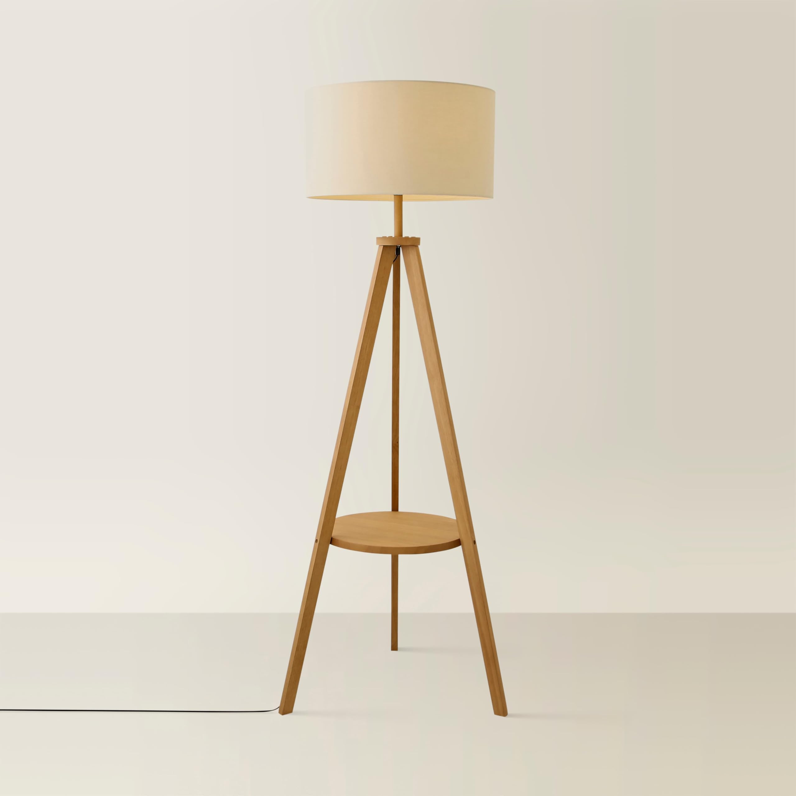 ValueLights | Morrigan Rich Wood Tripod Floor Lamp with Cream Drum Lamp Shade | Floor Lamps, Home Décor & Improvement Essential