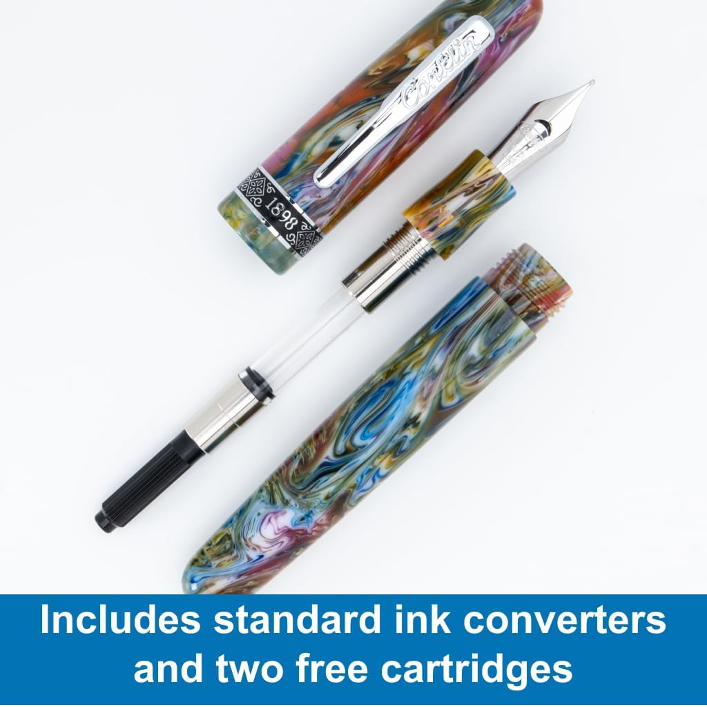 Conklin 1898 Fountain Pen, Misto Green - Broad Nib | Unique Resin Blend Design | JoWo Stainless Steel Nib Made in Germany | Ideal for Writers