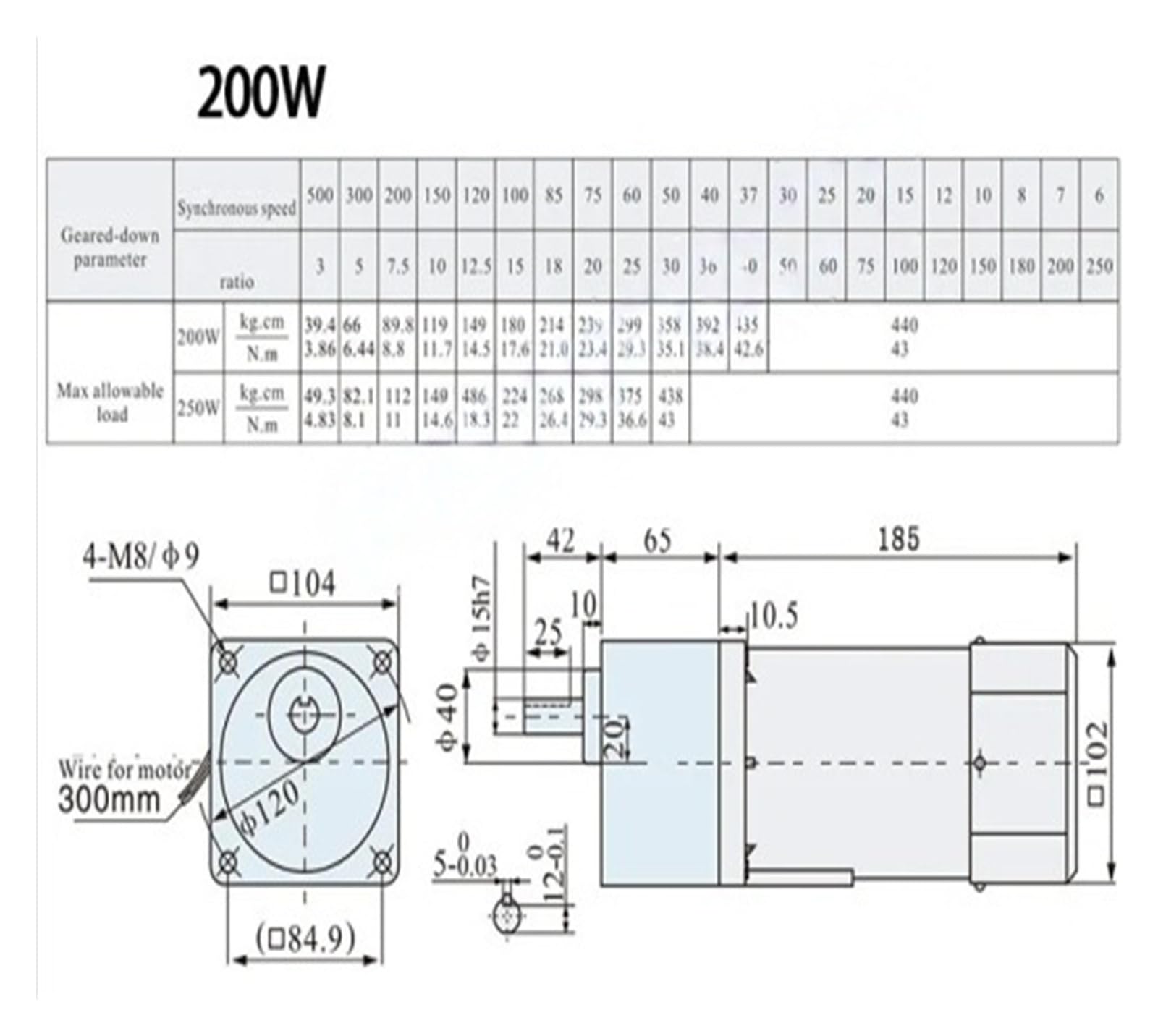 Motores con Engranajes de CA 6RK200GU-CF 220V 200W con Cajas de Cambios y Controlador de Velocidad US-52(86rpm 15K)