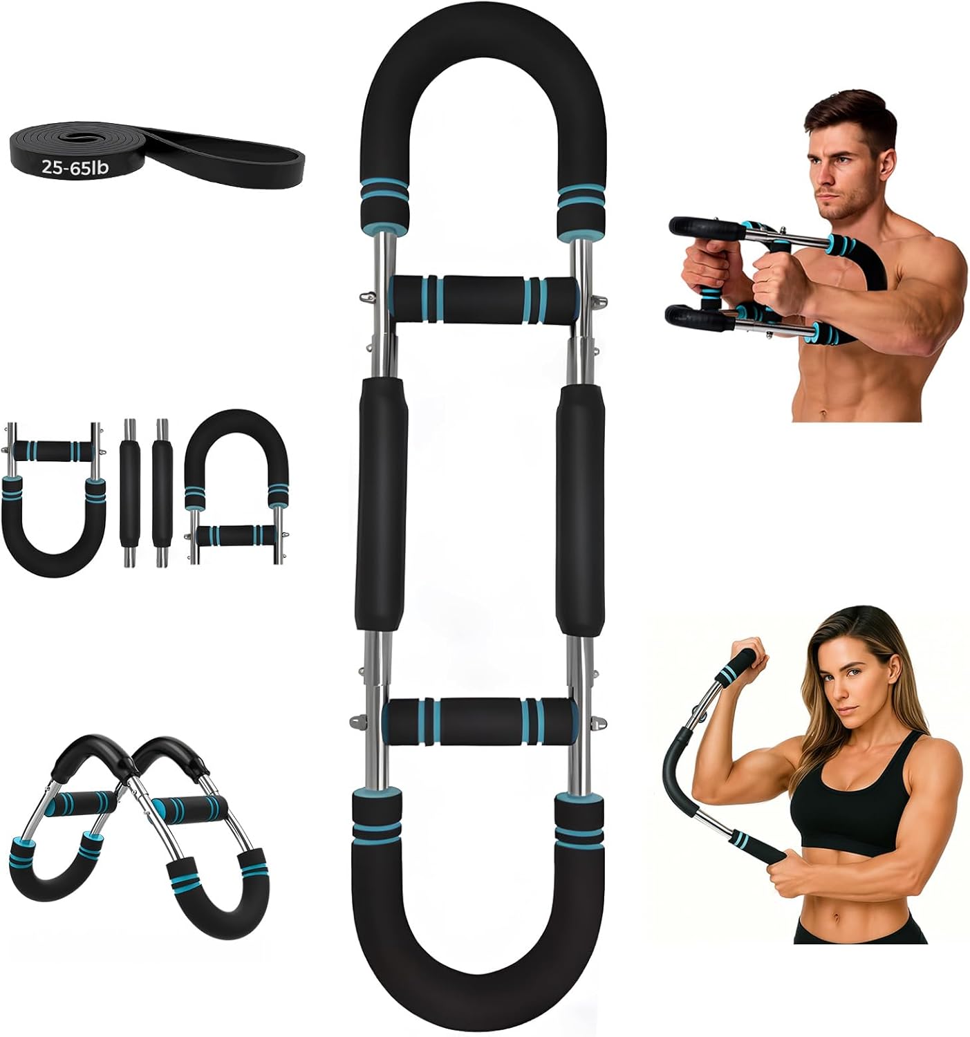 Twister Arm Trainer for Men & Women, 66-110lb Adjustable Chest Workout Equipment for Arms, Chest Muscle Trainer , Detachable Muscle Trainer for Home Gym with Resistance Band