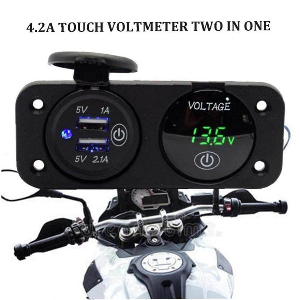 Touch Switch Motorcycle Modified 4.2a Mobile Phone Car Charger Car Modified Usb Voltmeter 12v-24v Charger