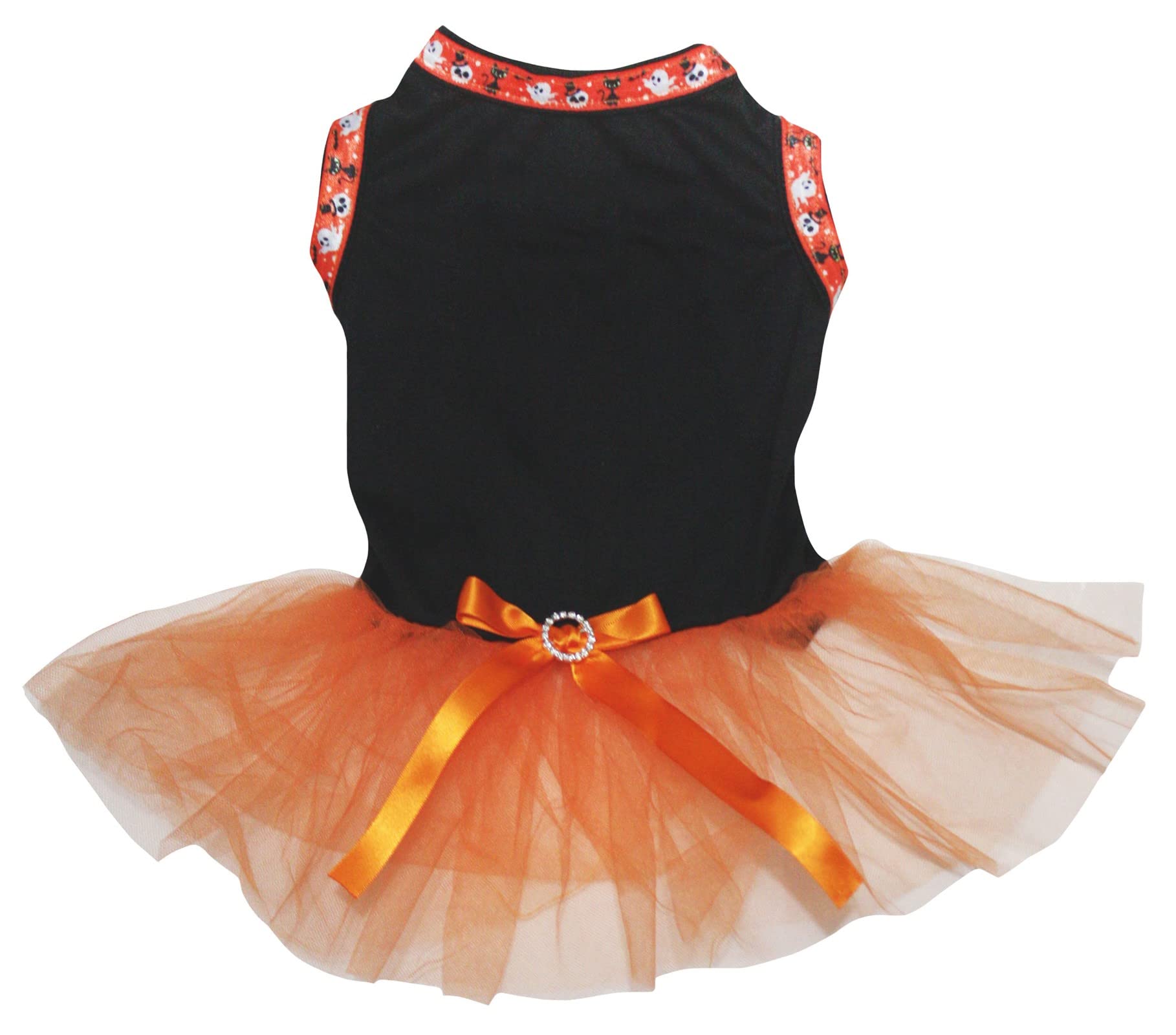 Robe unie pour chiot noire et orange en taille M pour Halloween