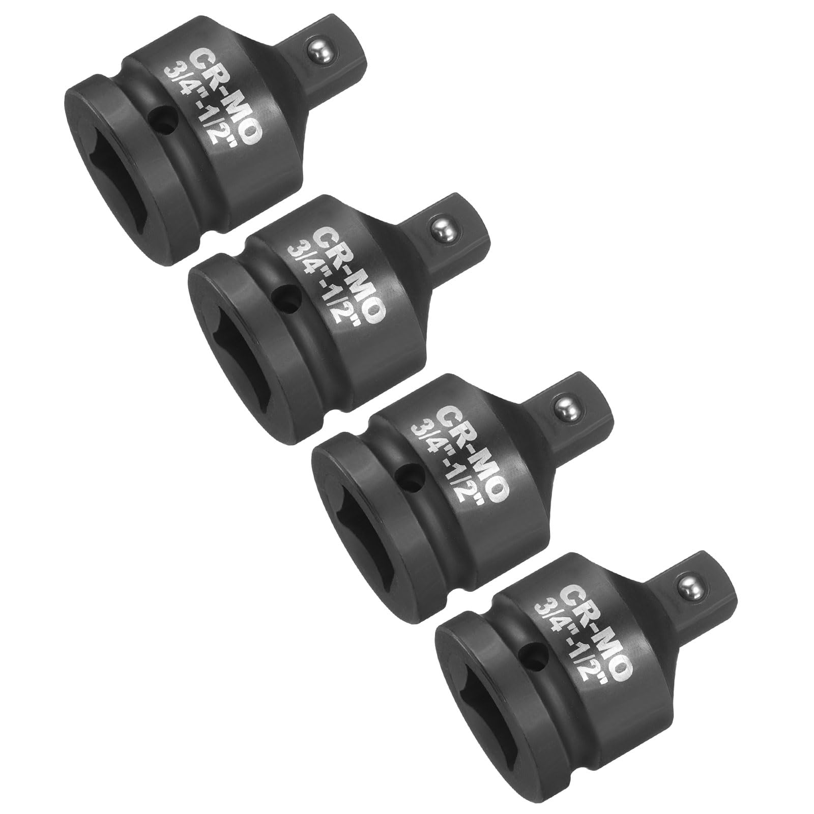 sourcing map 4pcs Impact Socket Adapter 3/4" Female to 1/2" Male Square Drive Reducer Standard SAE CR-MO Steel Converter Impact Driver Ratchet Wrench Breaker Bar Conversion, Black
