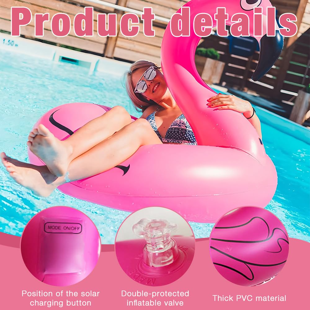 Flamant rose flottant Éclairage solaire de piscine IP68 Gonflable Lumière solaire