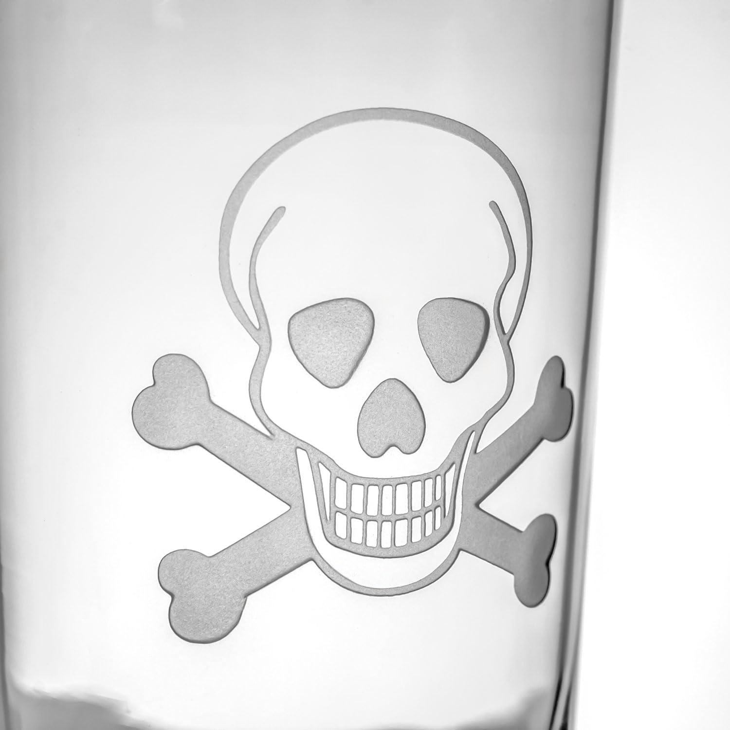 Rolf Glass Skull and Crossbones Highball Glass | Set of 4 15oz Cooler Glasses | Lead-Free Engraved Glass with Heavy Base | Proudly Made in the USA