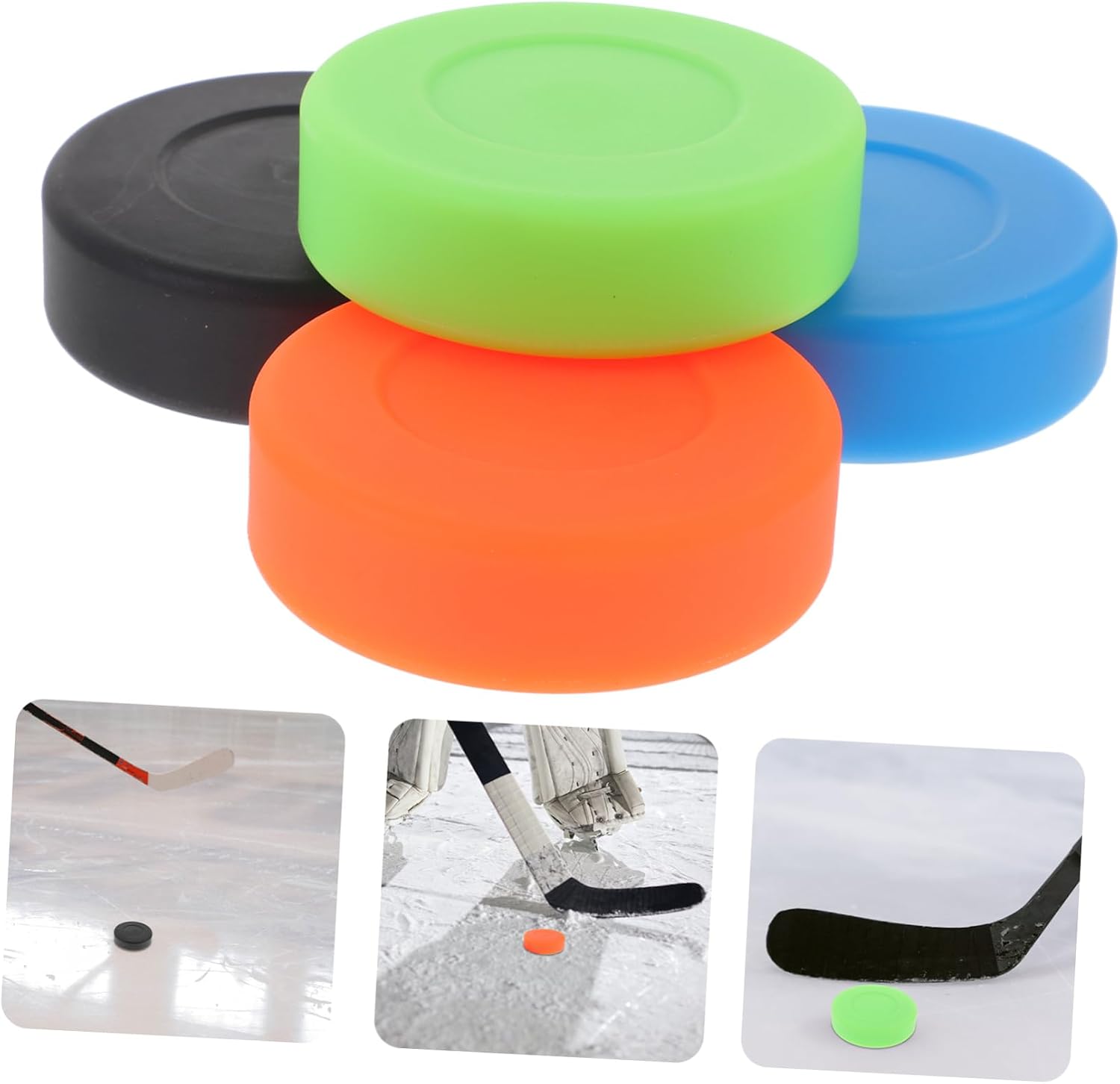 BESPORTBLE Beginner Hockey Pucks Set 4pcs Fine PVC Hockey for Boys and Girls Adults Ice Hockey Practicing Supplies Training Hockey Puck