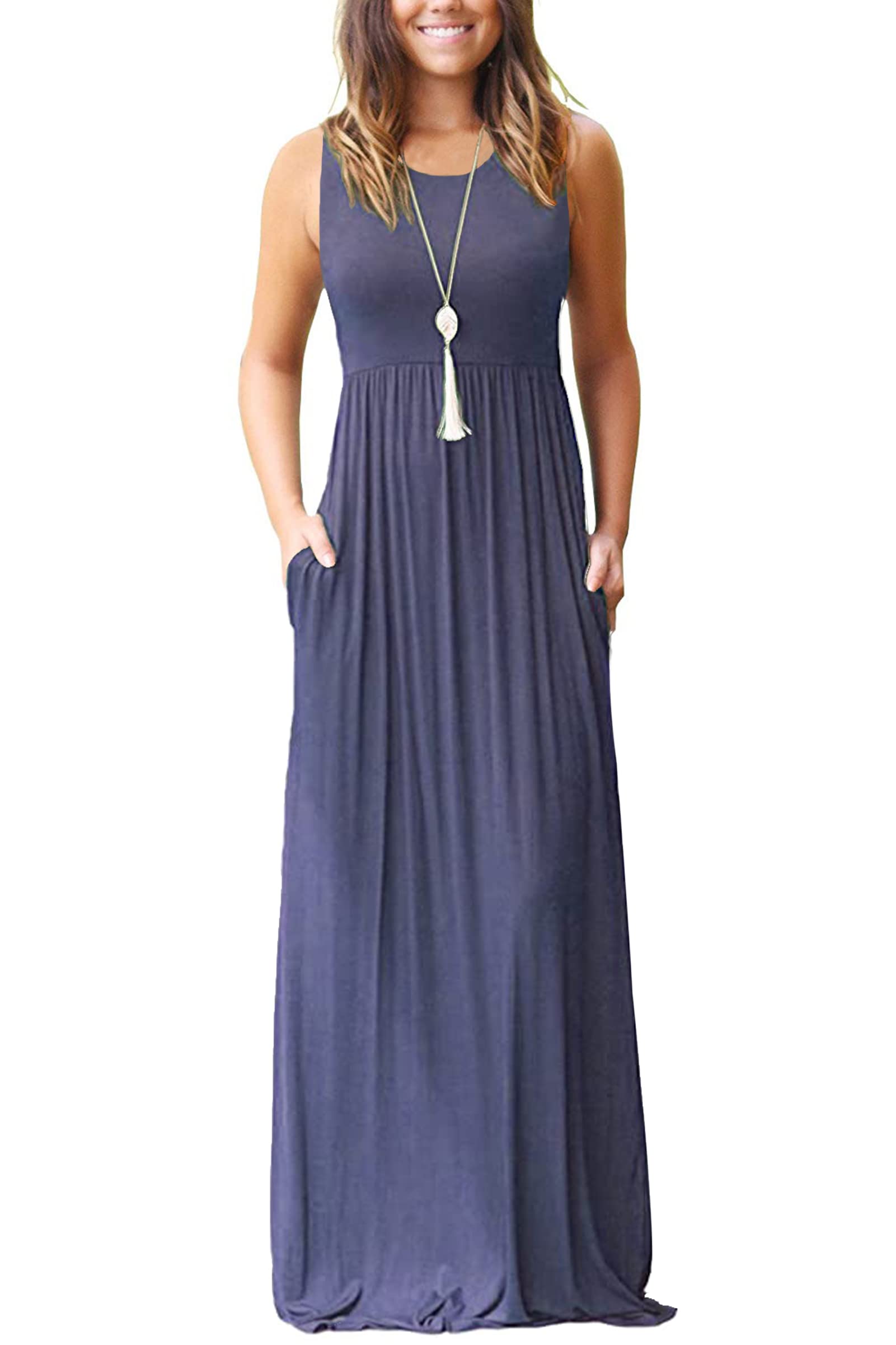 AUSELILY Women's Classic Sleeveless Loose Plain Casual Long Maxi Dresses for Women 2026