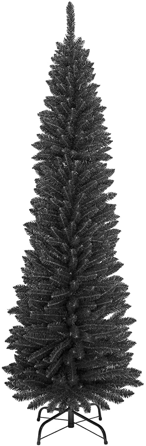 BPIL Artificial Christmas Tree Tips for Home, Office, Party Decoration with Metal Stand Beautiful Xmas Stackable Tree BLACK Slim for Indoor and Outdoor (Black Slim, 6ft (600 Tips)