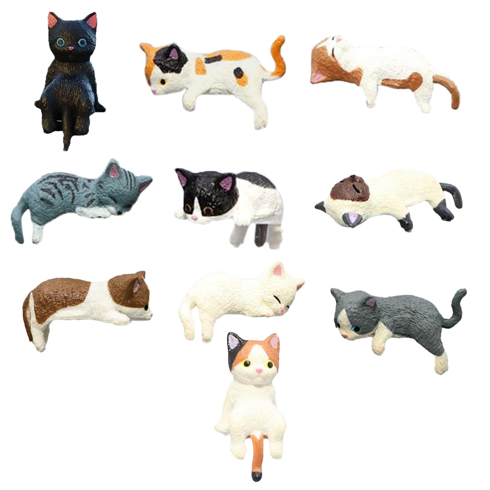 Sikweny 10 Pezzi Mini Figure Di Gattino Materiale In Resina Set Gattino Cartone Animato Design Di Simulazione Miniature Animali Forma Carina Decorazione Per Auto Per Decorazione Auto Soggiorni