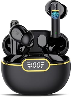 Ajblg Wireless Earbuds, Flagship Sci-Fi Bluetooth 5.3 Headphones with 4-Mic HD Call, All-Day Worry-Free Battery, LED Display, In-Ear Wireless Headphones with Rich Sound