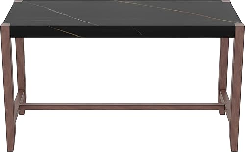 Miniatura 8 de Counter Height Table, 47.5 Inch Faux Marble Bar Dining Table, Bar Tall Dining Table for Home Kitchen, Living Room, Balcony, Office