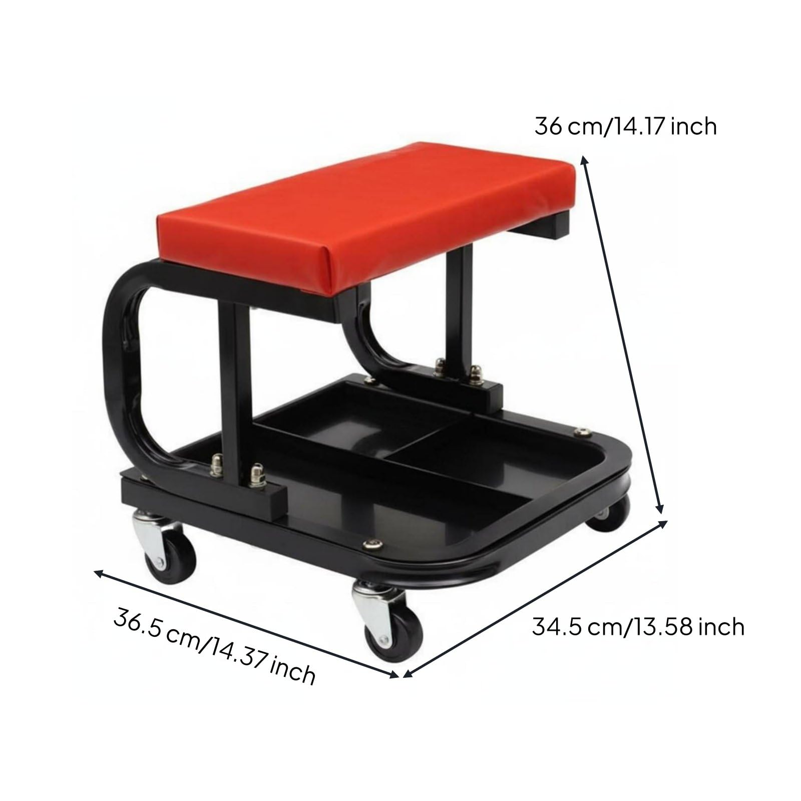 Colcolo Asiento Mecánico Taburete Rodante Banco Taller Silla Taller con Bandeja Organizador y Cojín Cómodo Movimiento en Taller y Garaje Adecuado para