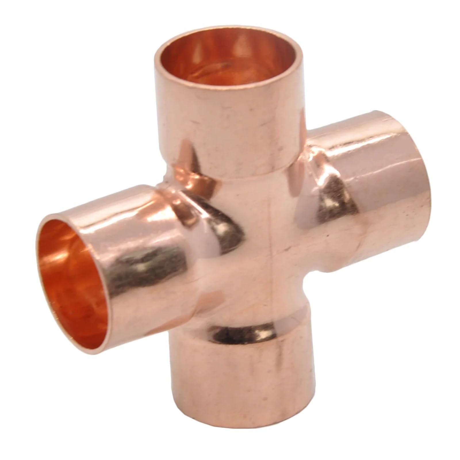 1/4 3/8 1/2 15 16 22 28 35-108 mm Copper End Feed Solder Cross 4 Way Weld Scoket Pipe Fitting Connector Coupler Air Conditioner(45mm)