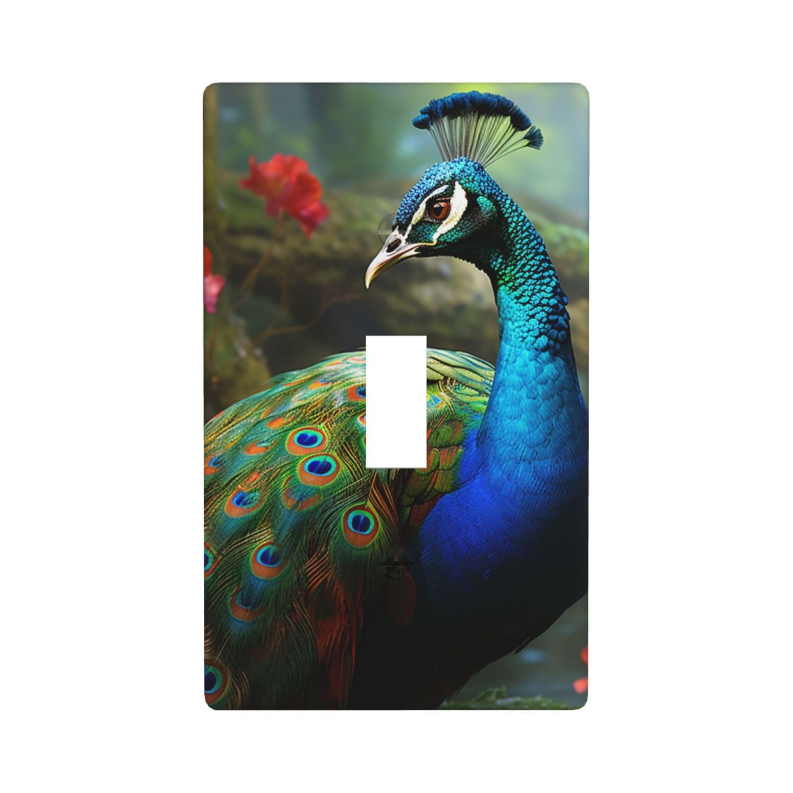 Nonhai Colorful Peacock Decorator Wall Plate Cover Single Toggle Light Switch Cover Wallplates Blank Electrical Rocker Switch Plate Covers For Electrical Outlets Decorative 1 Gang 4.5" X 2.76"