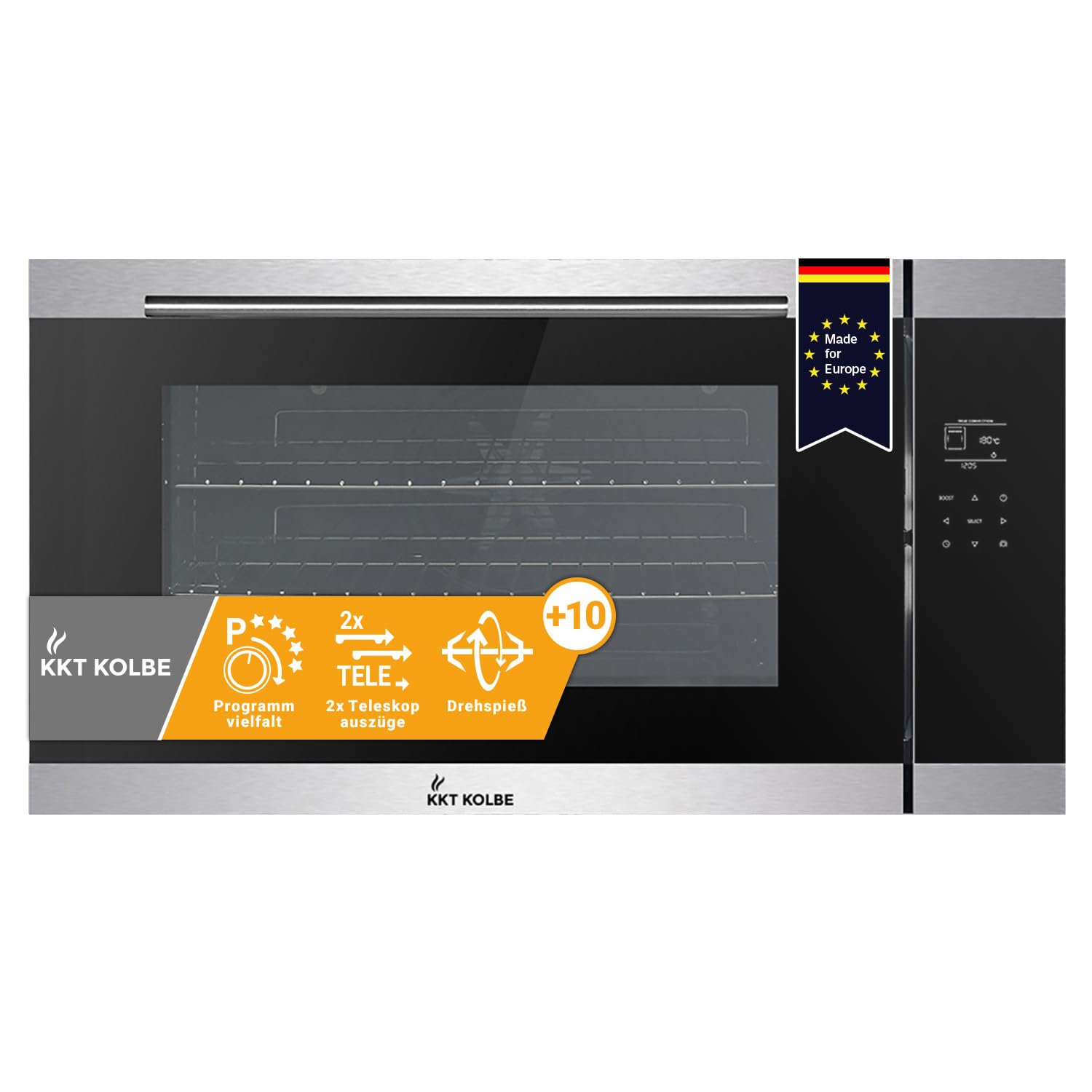 KKT KOLBE | Forno da incasso 90 cm | 96L | 3,4kW | Rosticceria | Griglia | Circolazione dell'aria | Aria calda | Cassetti telescopici | EB9105ED
