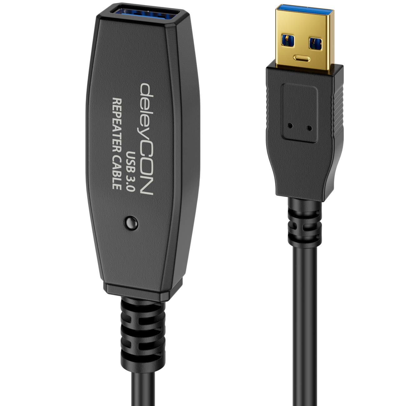 deleyCON 10m Cavo Attivo USB 3.0 Prolunga Attiva con 2 Amplificatore di Segnale USB3.0 Ripetitore Cavo di Prolunga USB3.0 PC Stampante Scanner per Computer Nero