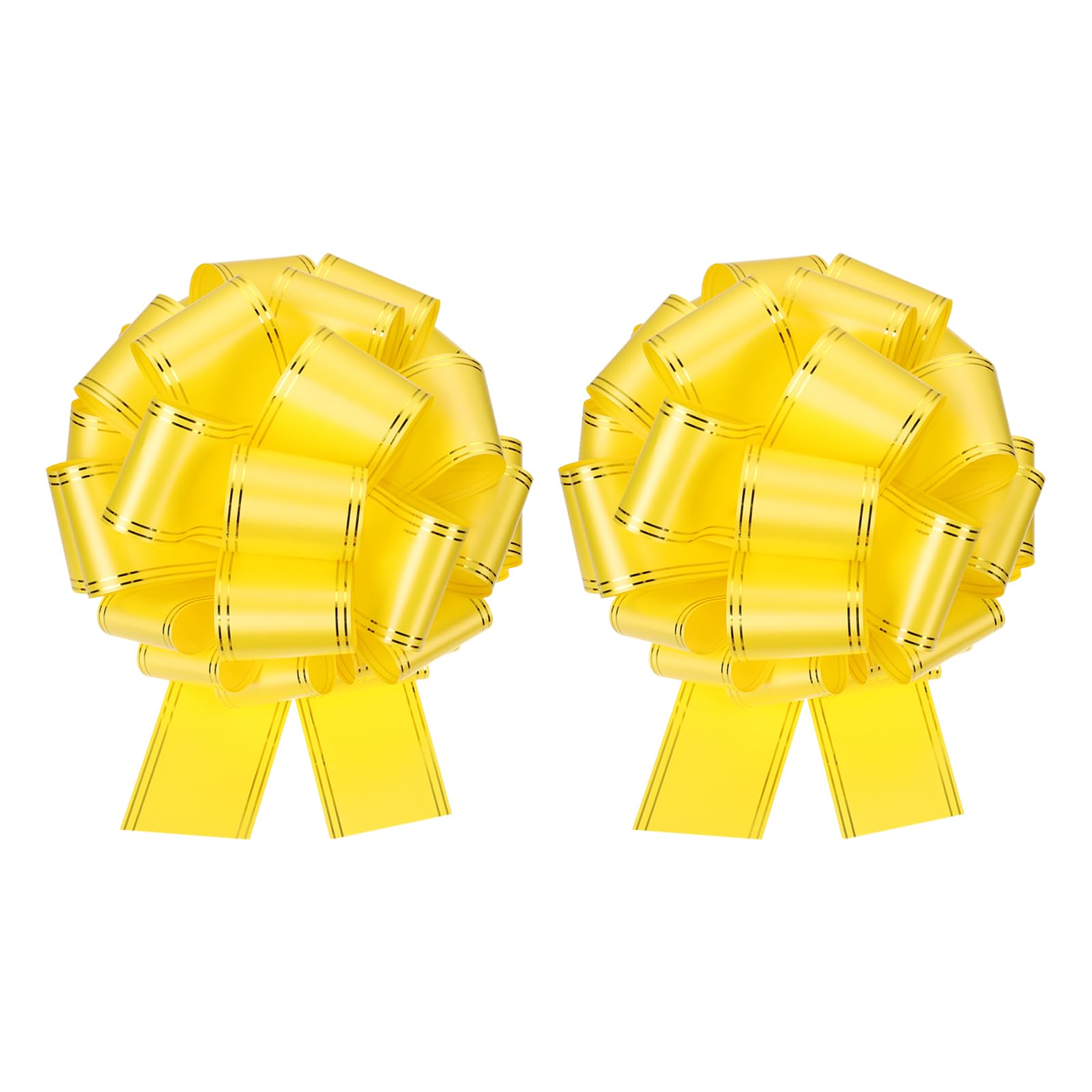 sourcing map 2 Pcs 10 Inch Giant Large Pull Bow Big Metallic Car Bows Ribbon with Gold Edge for Wedding Presents Gift Wrapping Christmas, Yellow