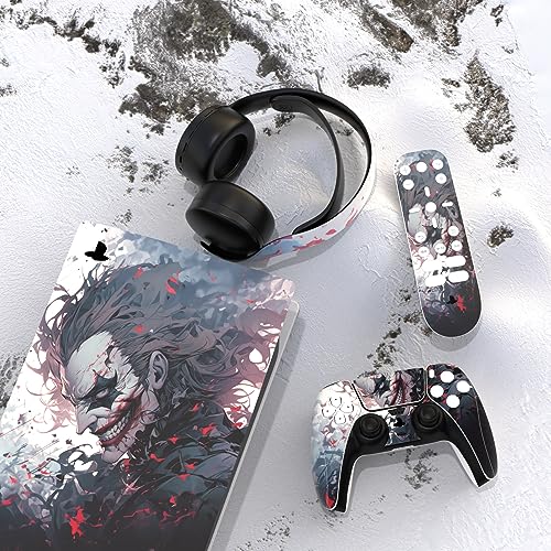 Image of PlayVital Killing Clown Full Set Skin Decal for ps5 Console Digital Edition, Sticker Vinyl Decal Cover for ps5 Controller & Charging Station & Headset & Media Remote